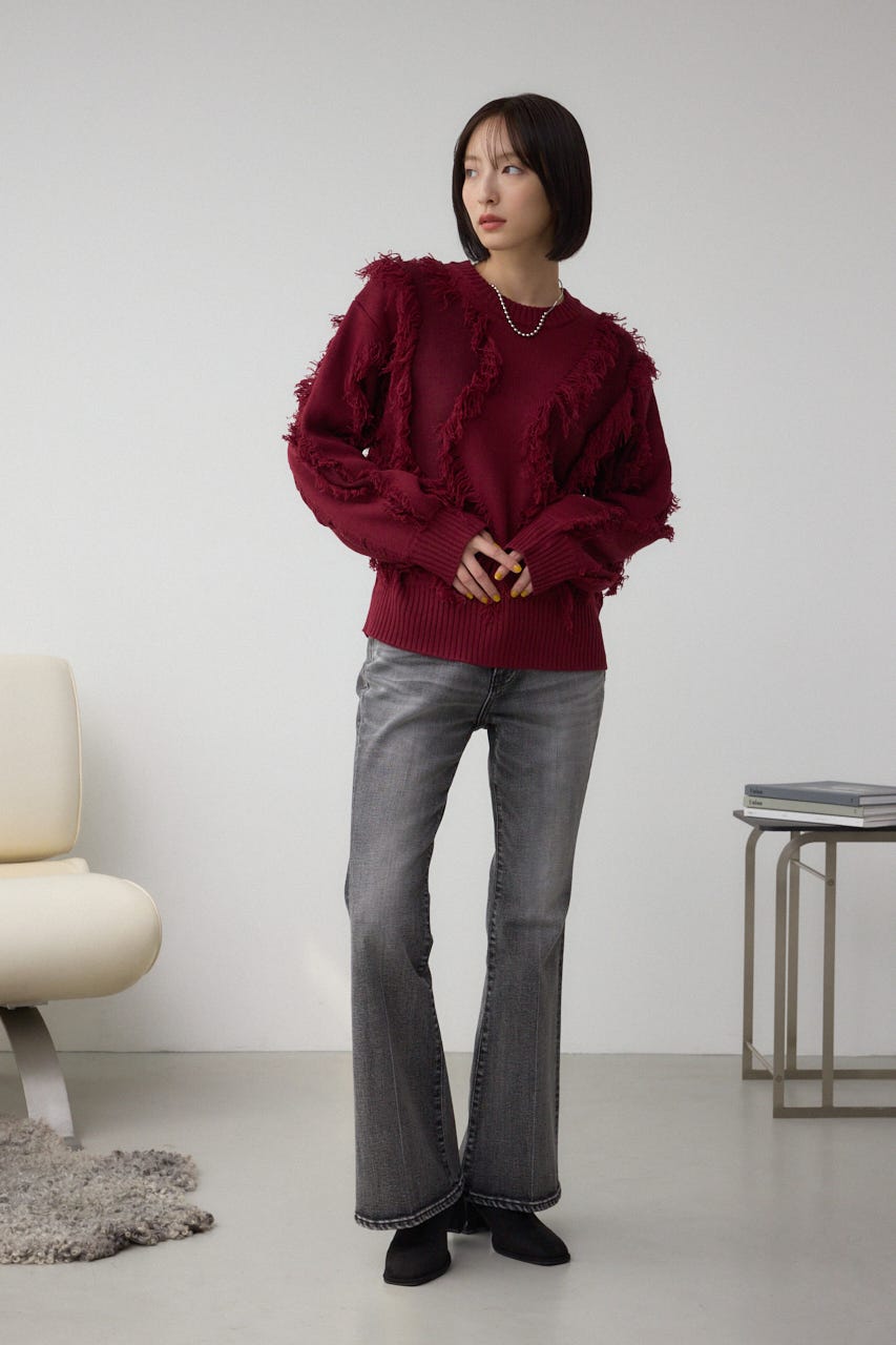 フリンジデザインニットトップス BRD FREE