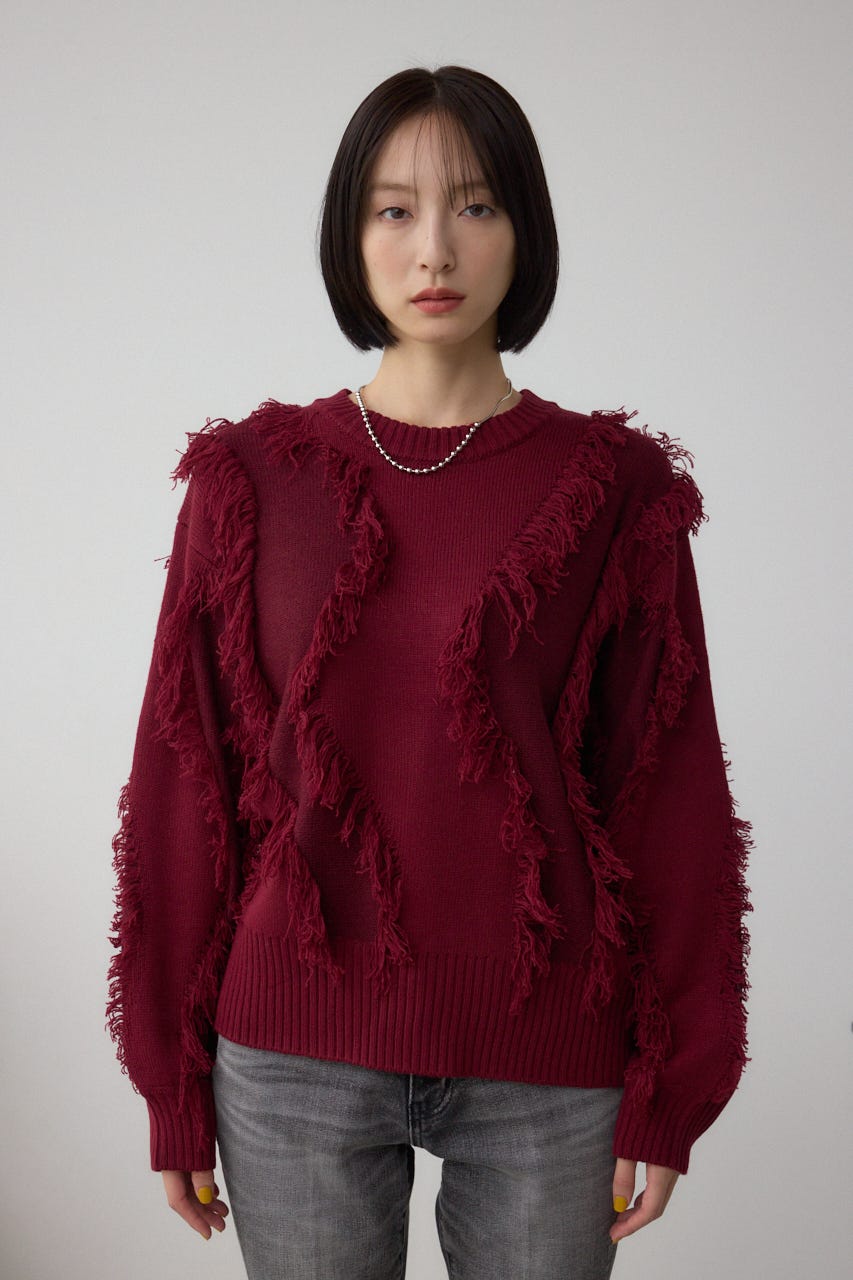 フリンジデザインニットトップス BRD FREE