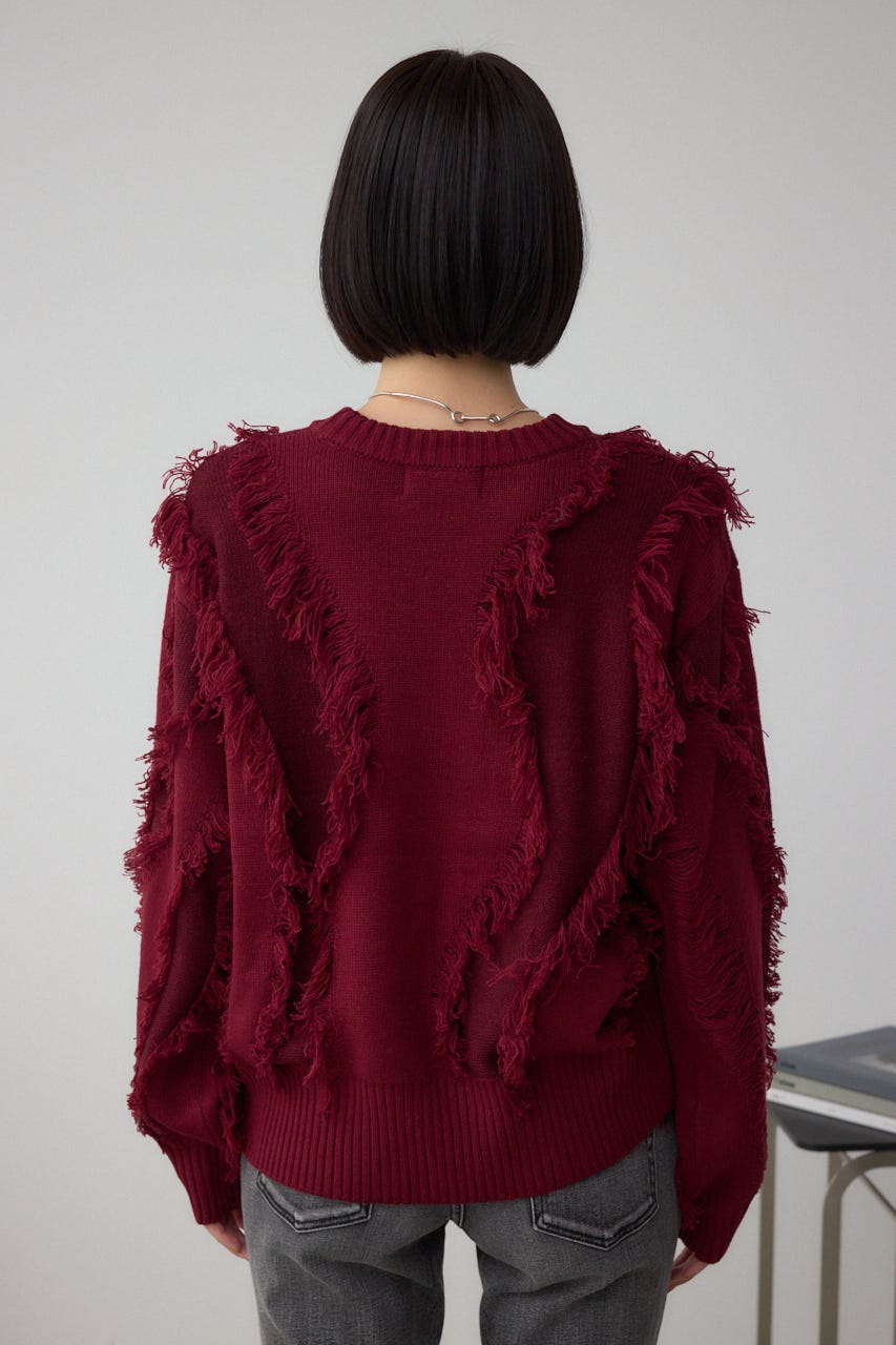 フリンジデザインニットトップス BRD FREE