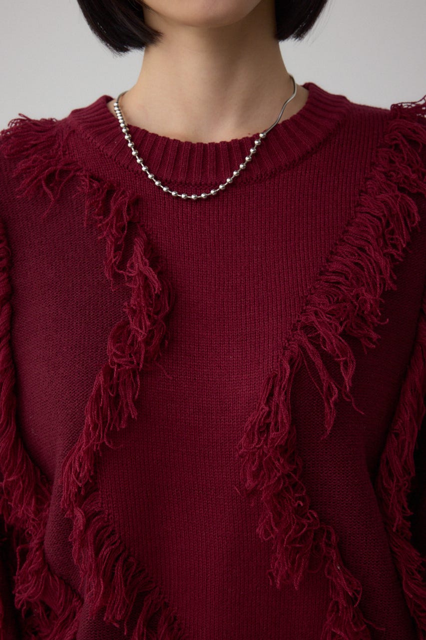 フリンジデザインニットトップス BRD FREE