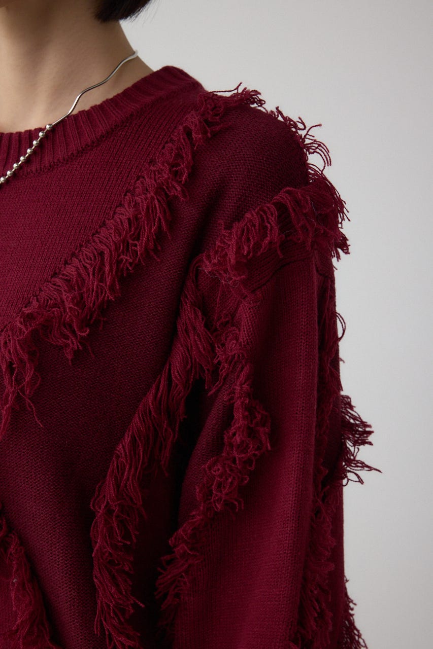 フリンジデザインニットトップス BRD FREE