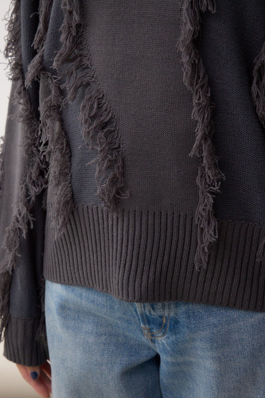 フリンジデザインニットトップス C.GRY FREE