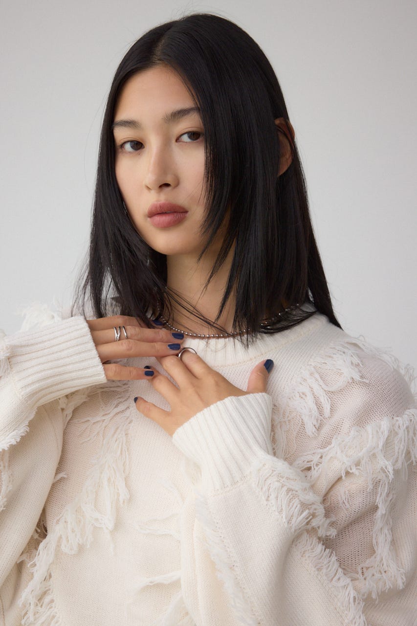 フリンジデザインニットトップス IVOY FREE