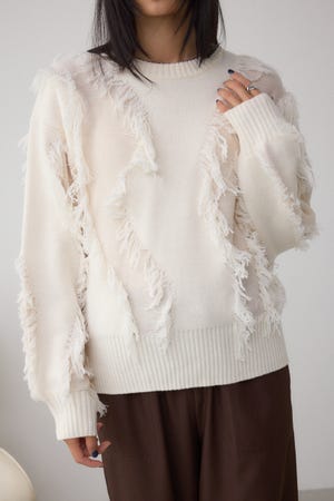 フリンジデザインニットトップス