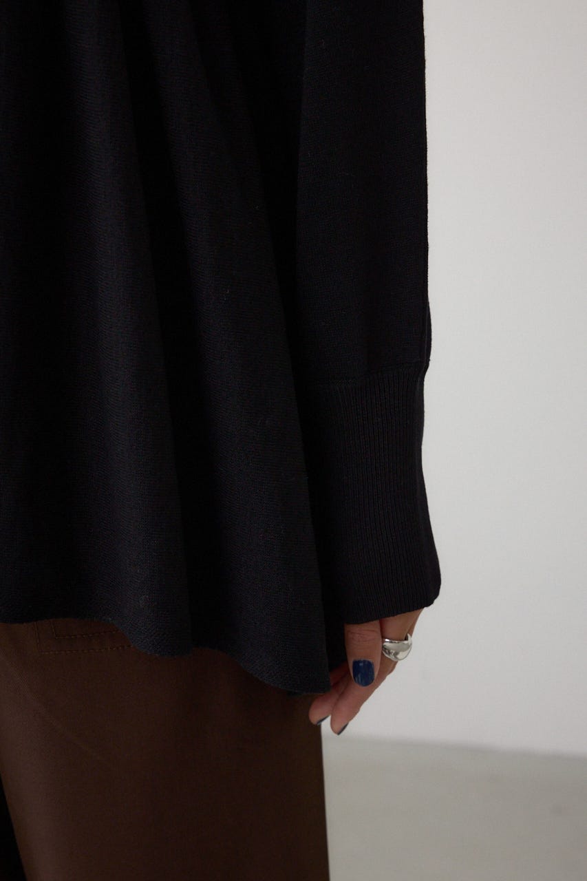 ペプラムデザインニットトップス BLK FREE