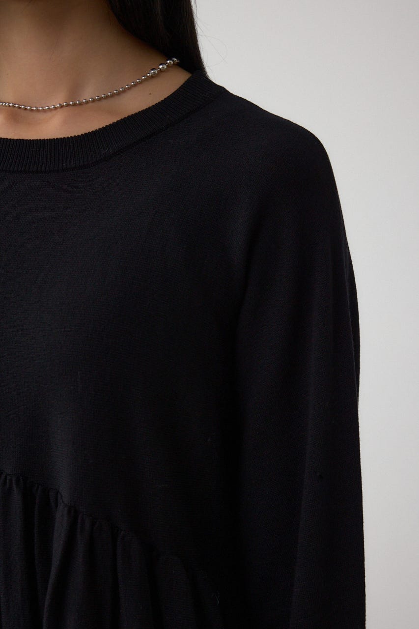 ペプラムデザインニットトップス BLK FREE