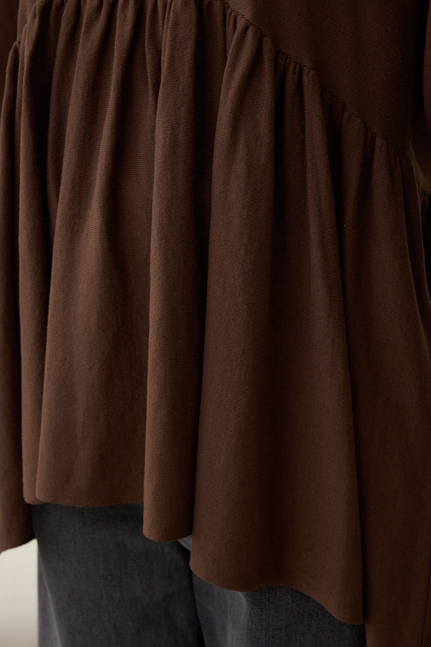 ペプラムデザインニットトップス BRN FREE