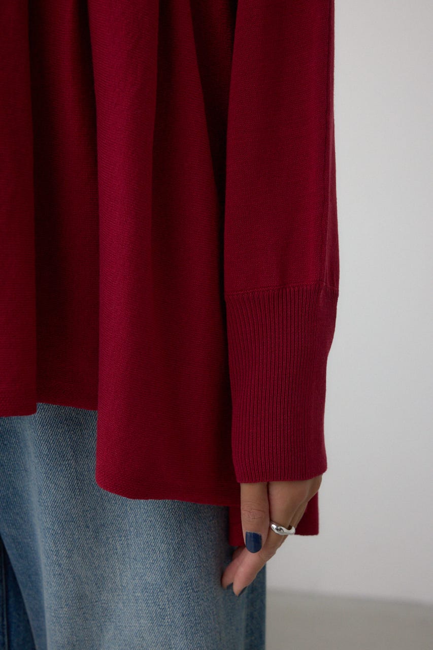 ペプラムデザインニットトップス RED FREE