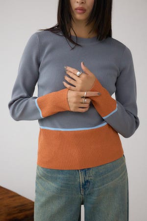 ラメバイカラーニットトップス