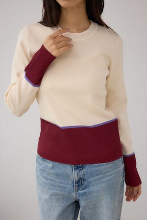 ラメバイカラーニットトップス