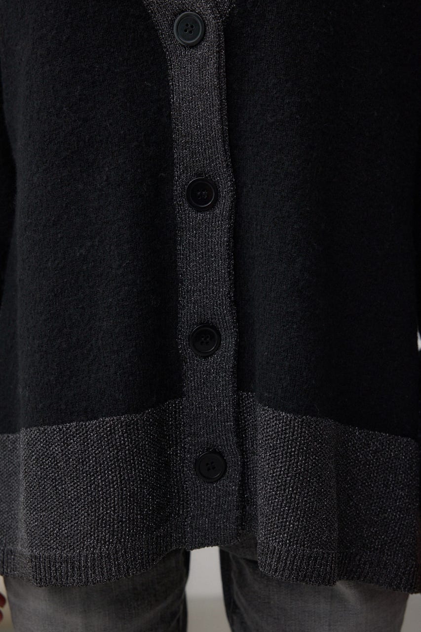 ラメバイカラーニットカーディガン BLK FREE
