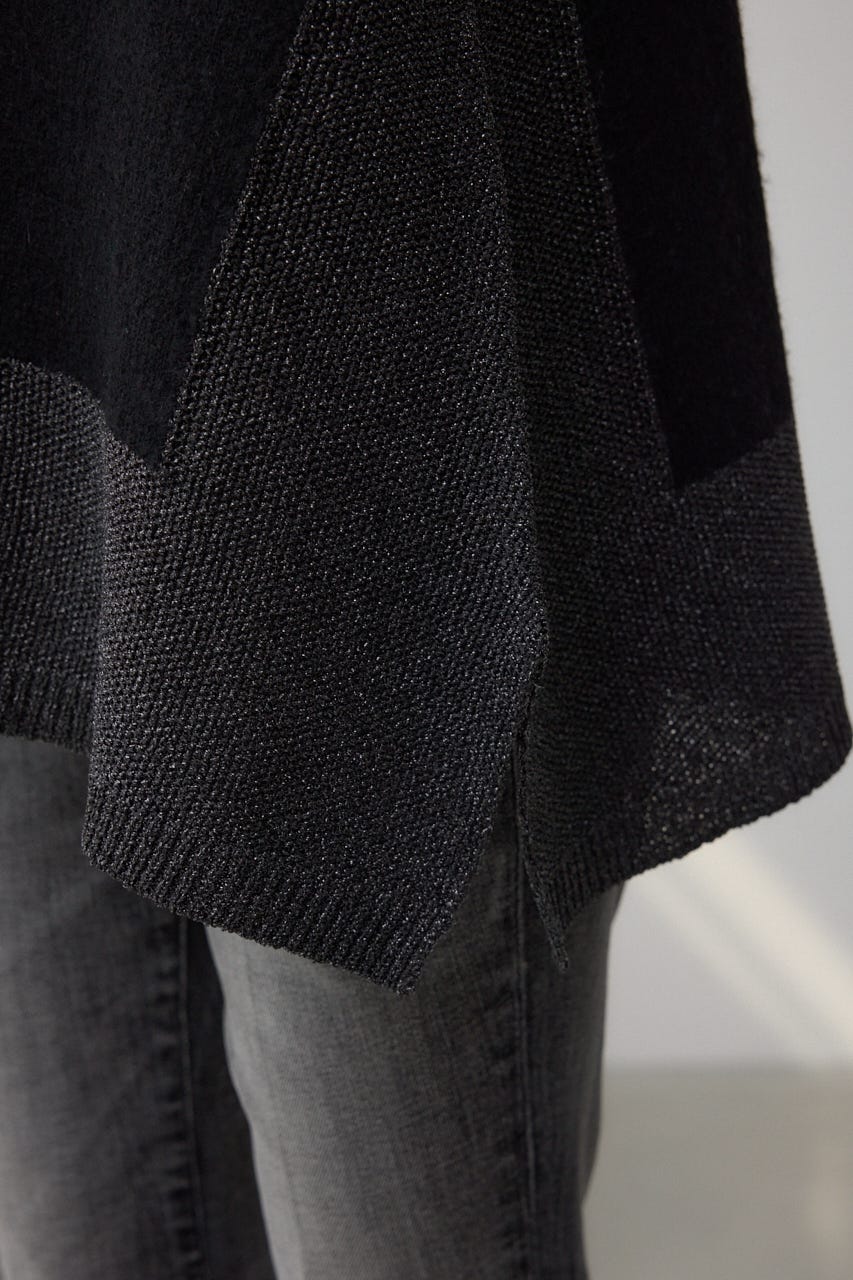 ラメバイカラーニットカーディガン BLK FREE