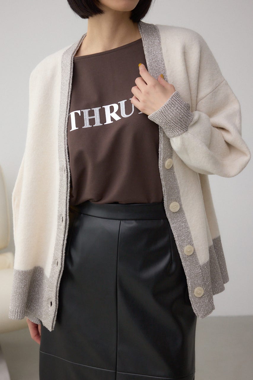 ラメバイカラーニットカーディガン IVOY FREE