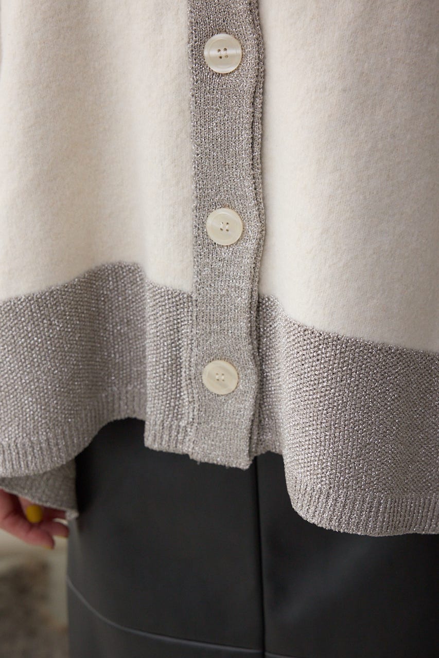 ラメバイカラーニットカーディガン IVOY FREE