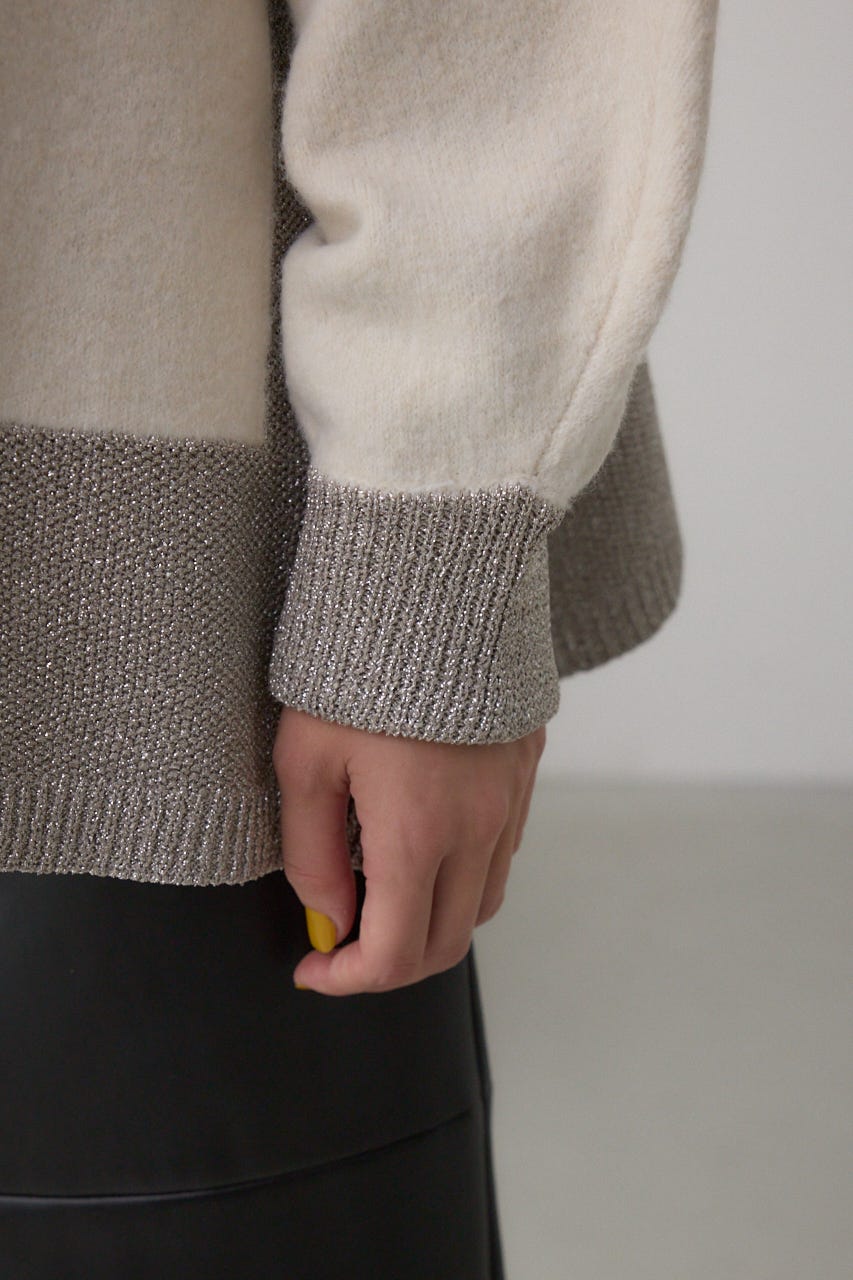 ラメバイカラーニットカーディガン IVOY FREE