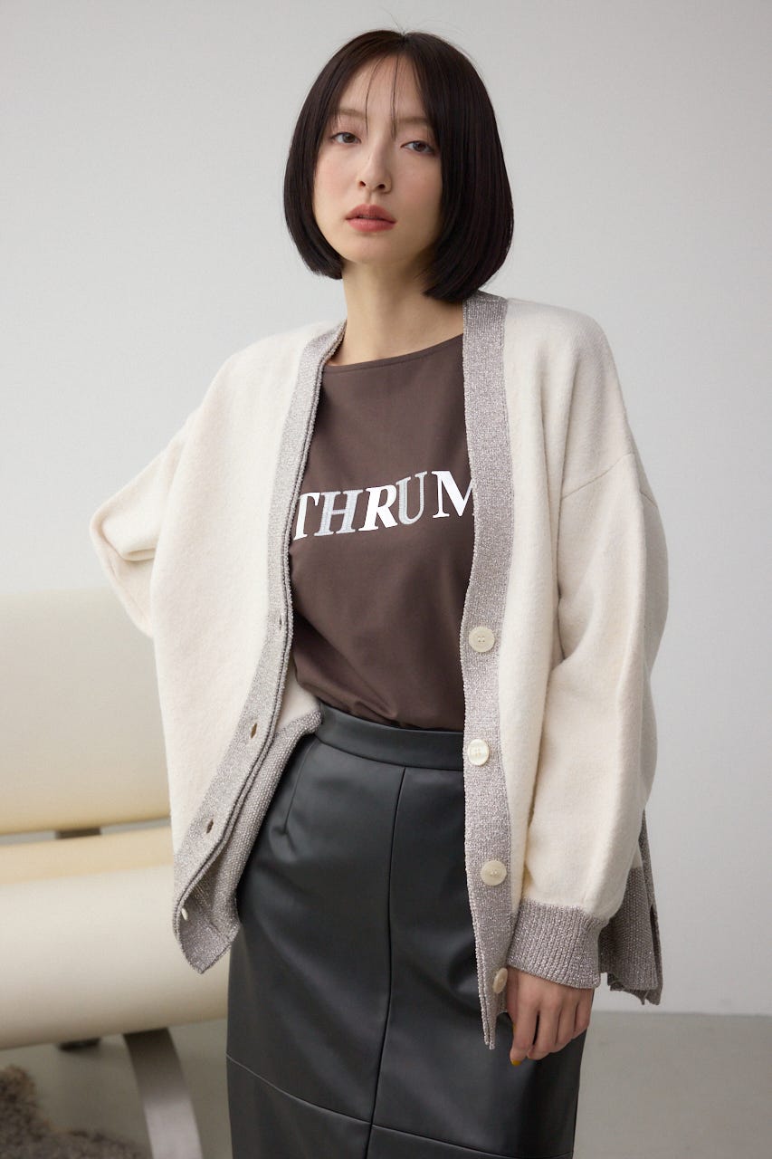 ラメバイカラーニットカーディガン IVOY FREE