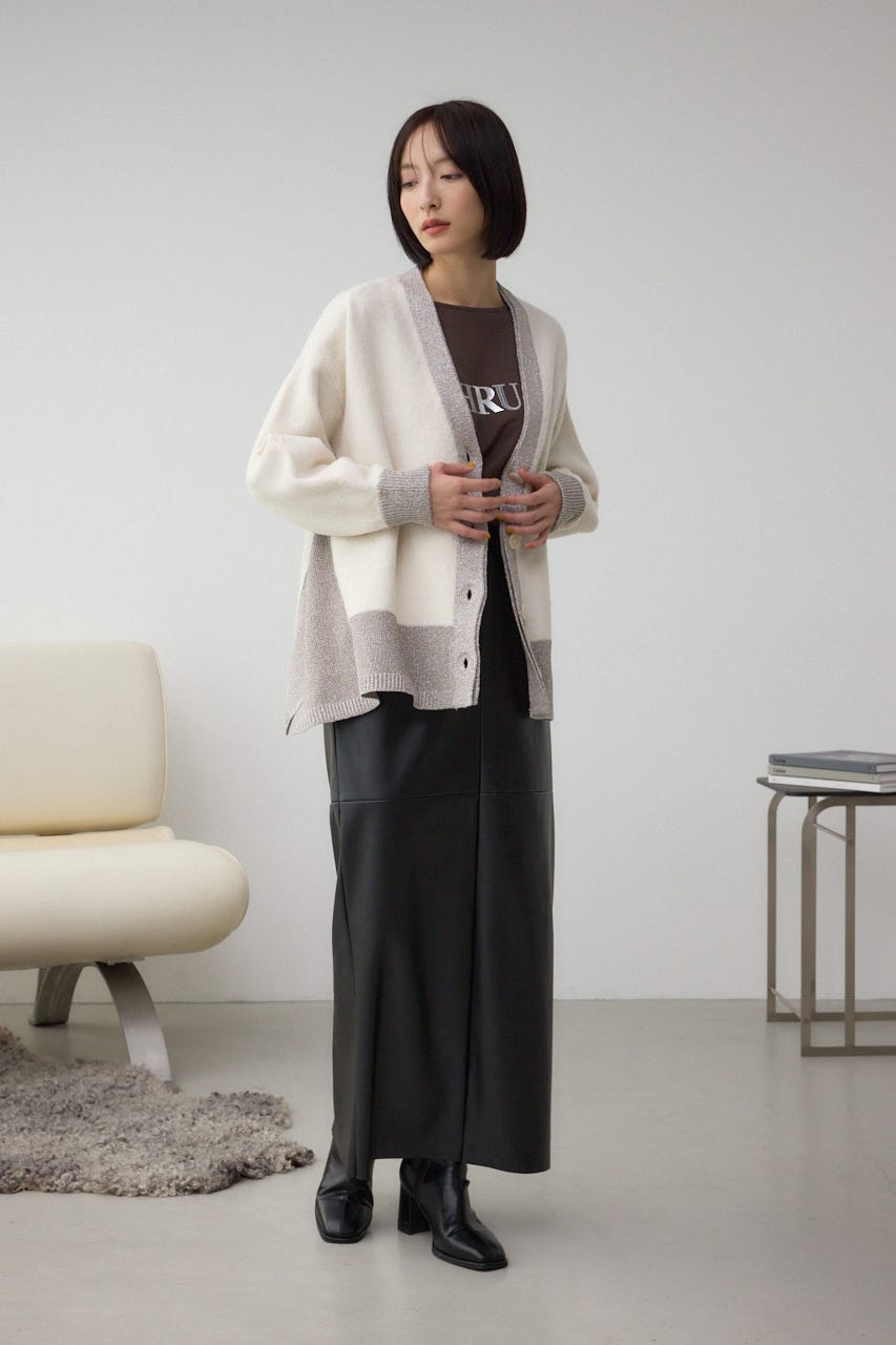 ラメバイカラーニットカーディガン IVOY FREE