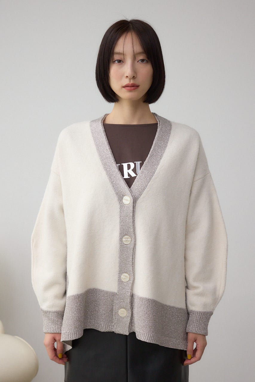 ラメバイカラーニットカーディガン IVOY FREE