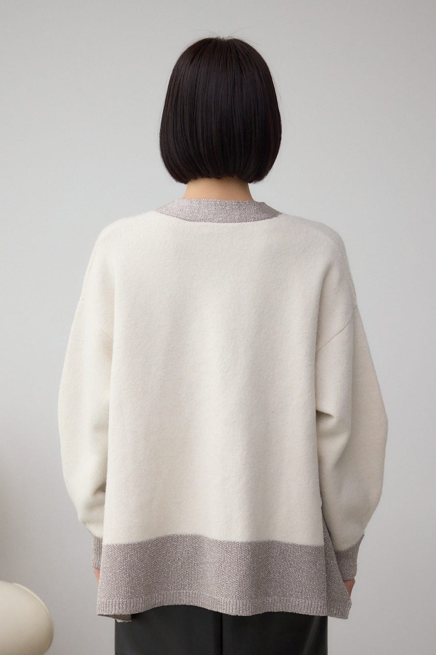 ラメバイカラーニットカーディガン IVOY FREE