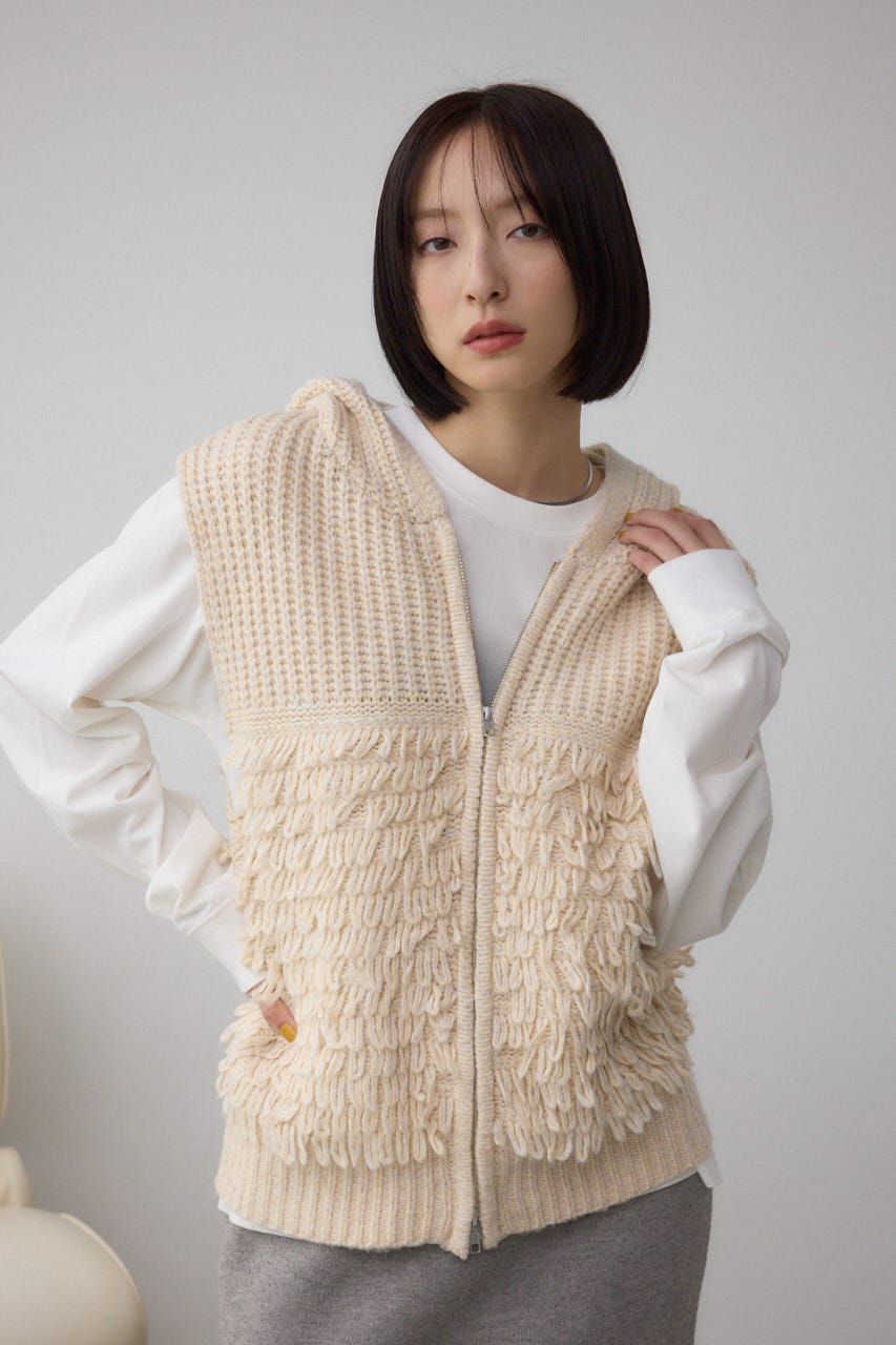 AZUL BY MOUSSY | ZIPフーディループニットベスト (ニット