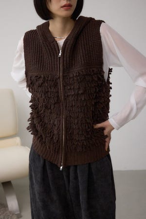 ZIPフーディループニットベスト