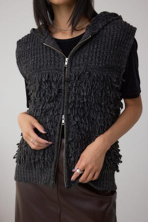 ZIPフーディループニットベスト