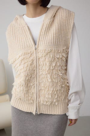 ZIPフーディループニットベスト