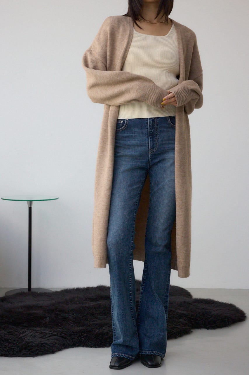 ニットロングカーディガン BEG FREE