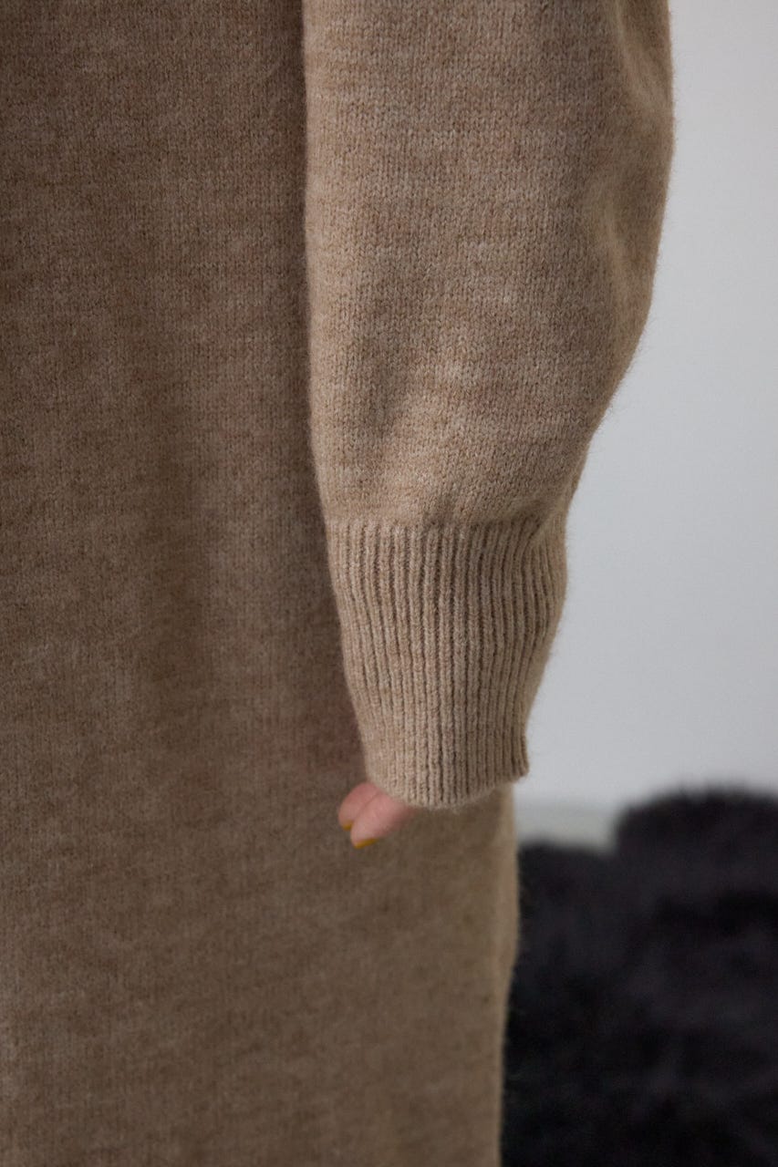 ニットロングカーディガン BEG FREE