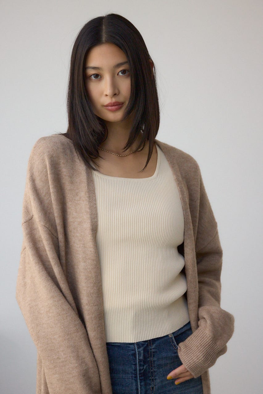ニットロングカーディガン BEG FREE