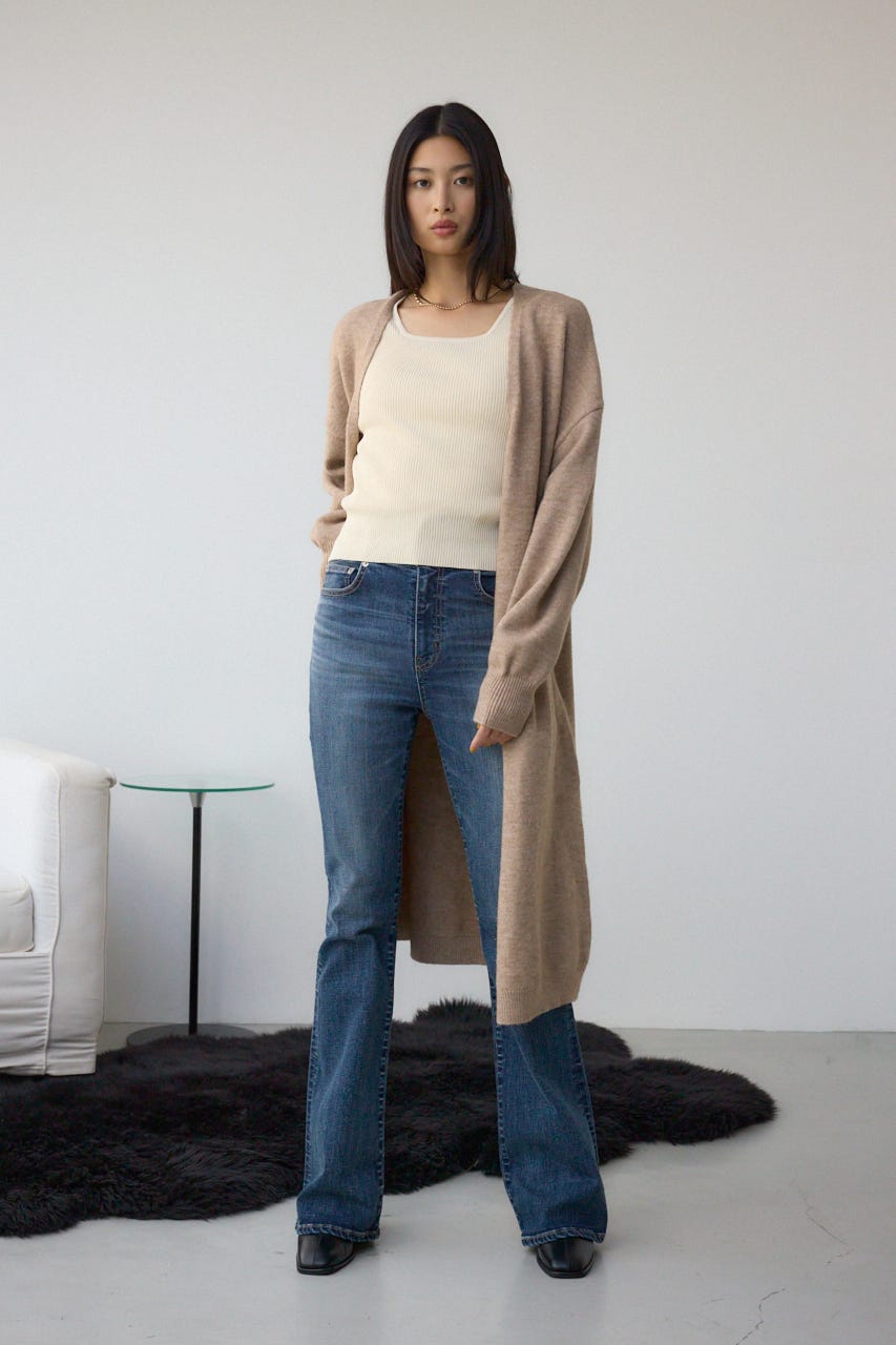 ニットロングカーディガン BEG FREE