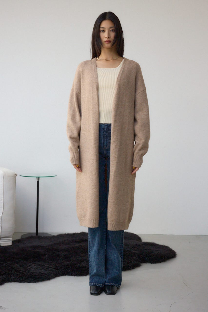 ニットロングカーディガン BEG FREE