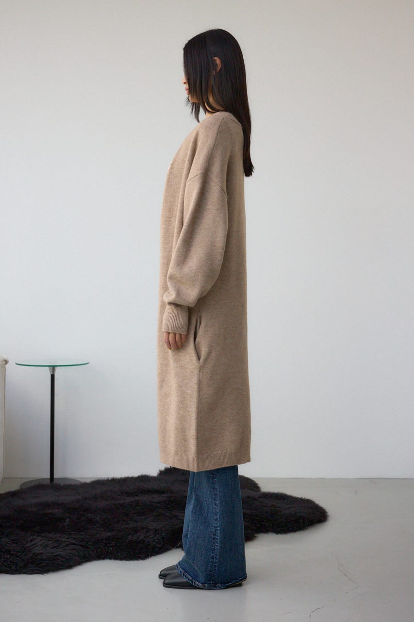 ニットロングカーディガン BEG FREE