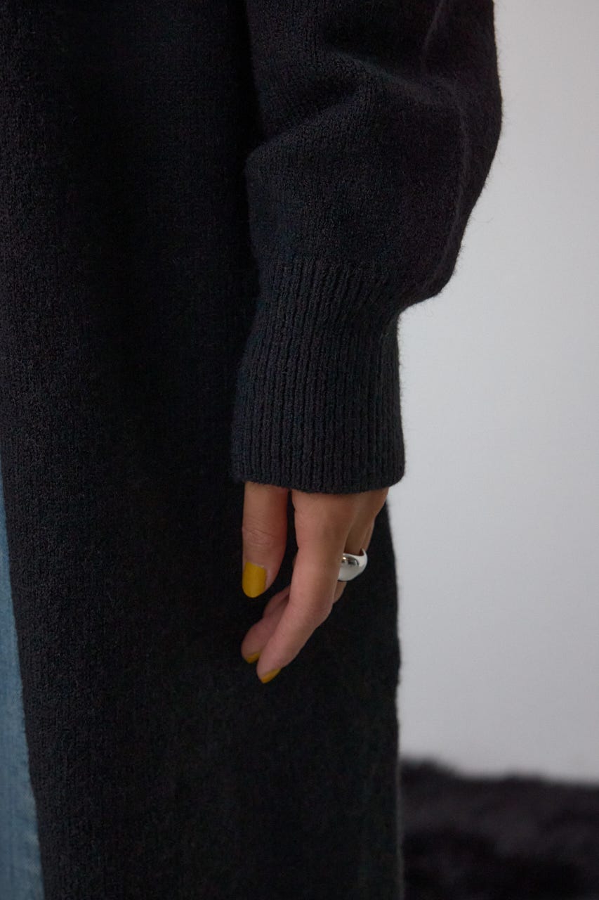 ニットロングカーディガン BLK FREE