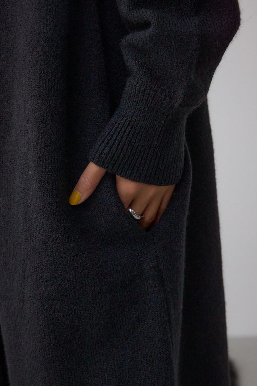 ニットロングカーディガン BLK FREE