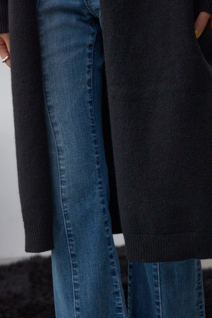 ニットロングカーディガン BLK FREE