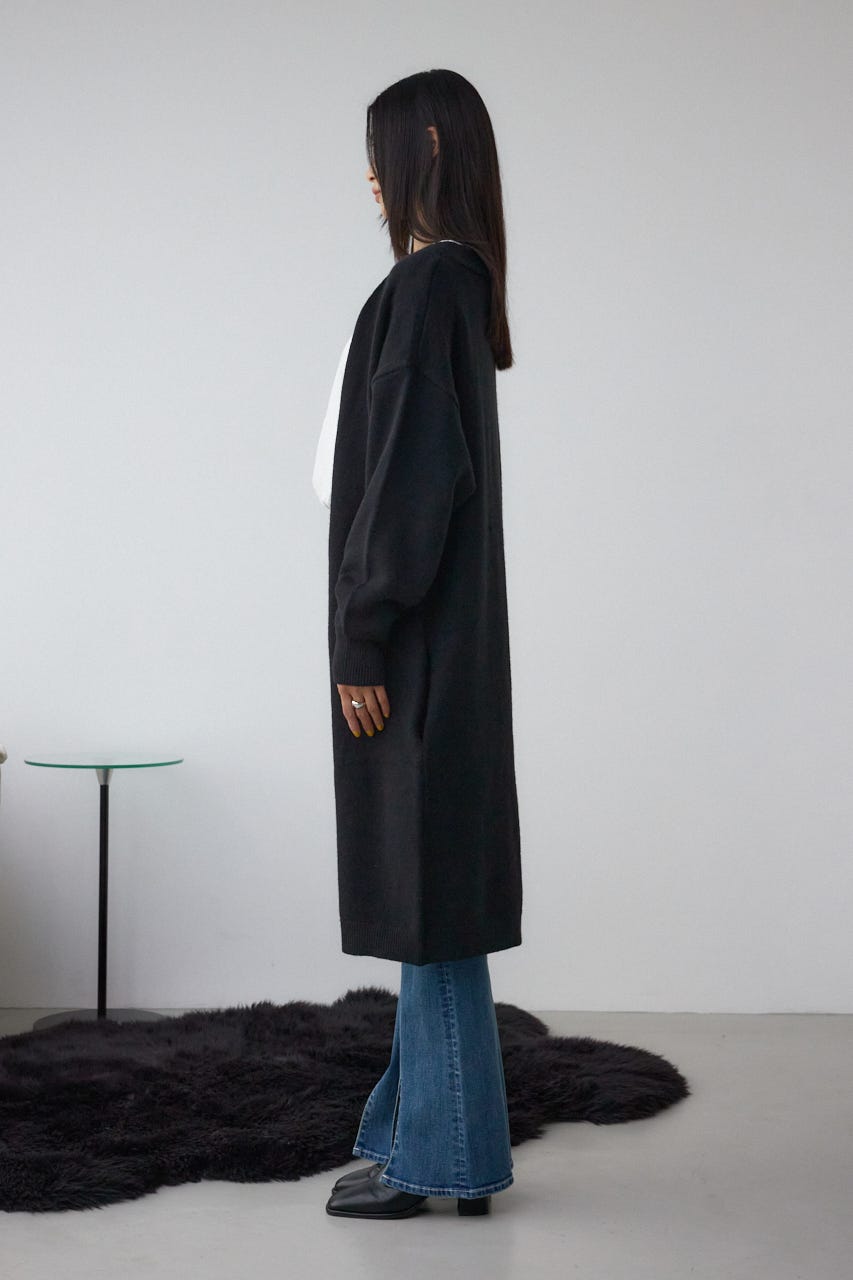 ニットロングカーディガン BLK FREE