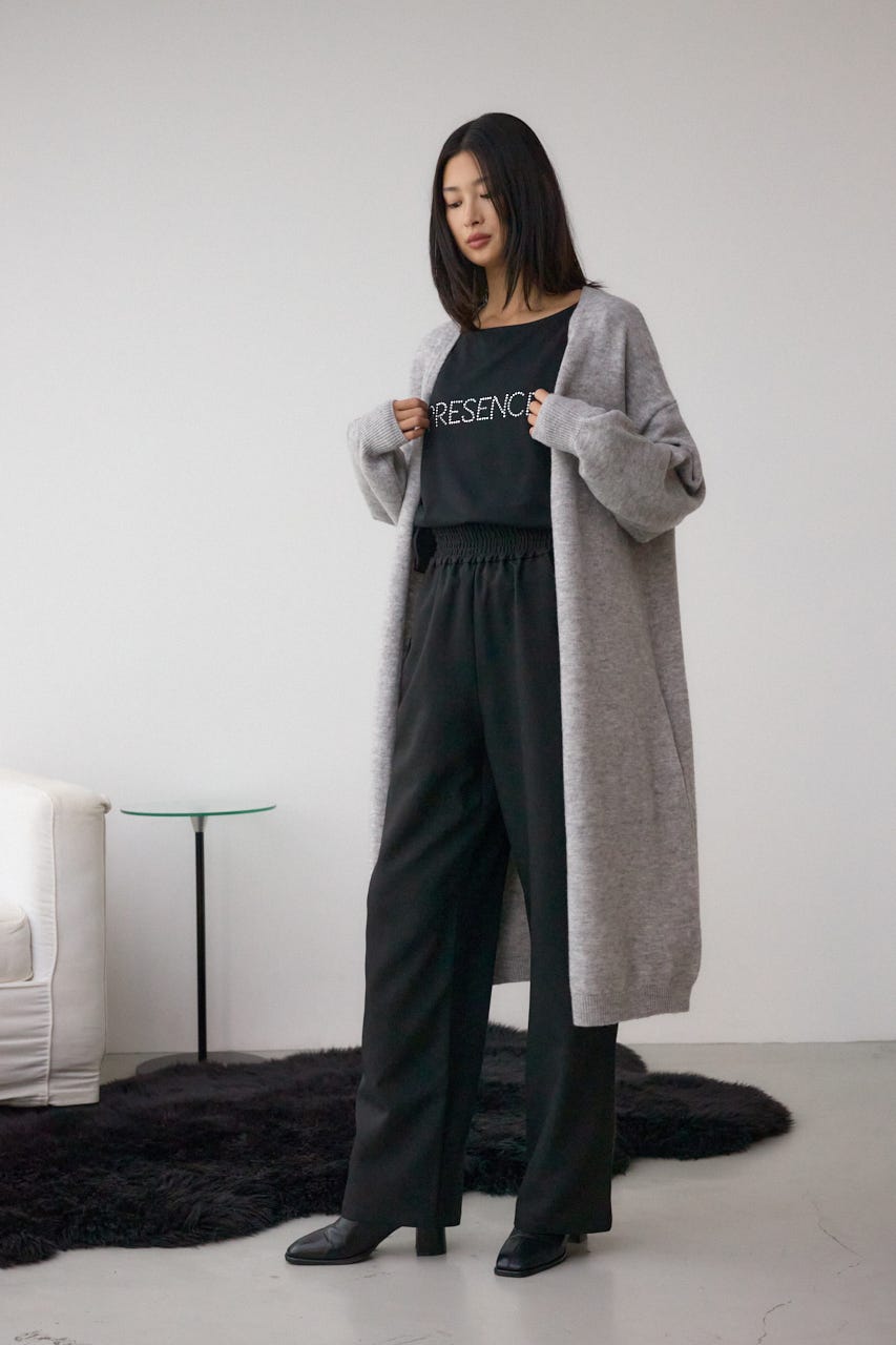 ニットロングカーディガン C.GRY FREE
