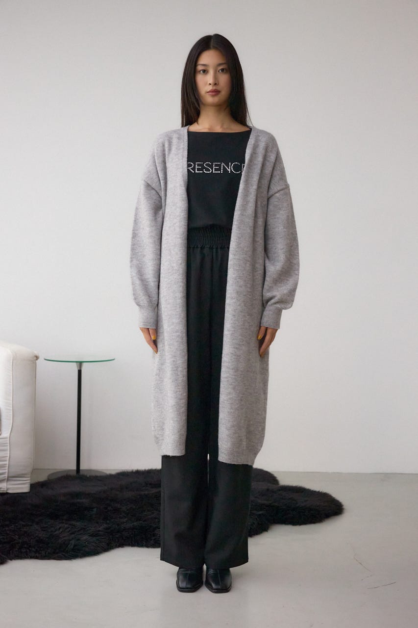 ニットロングカーディガン C.GRY FREE
