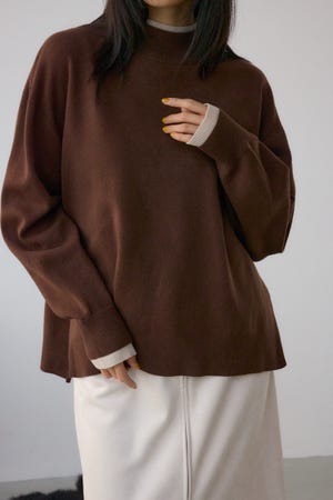 格上げ ダブルネックデザインニットトップス