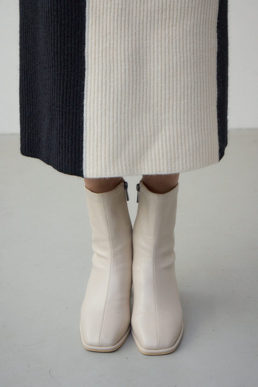 バイカラーIラインニットスカート BLK FREE