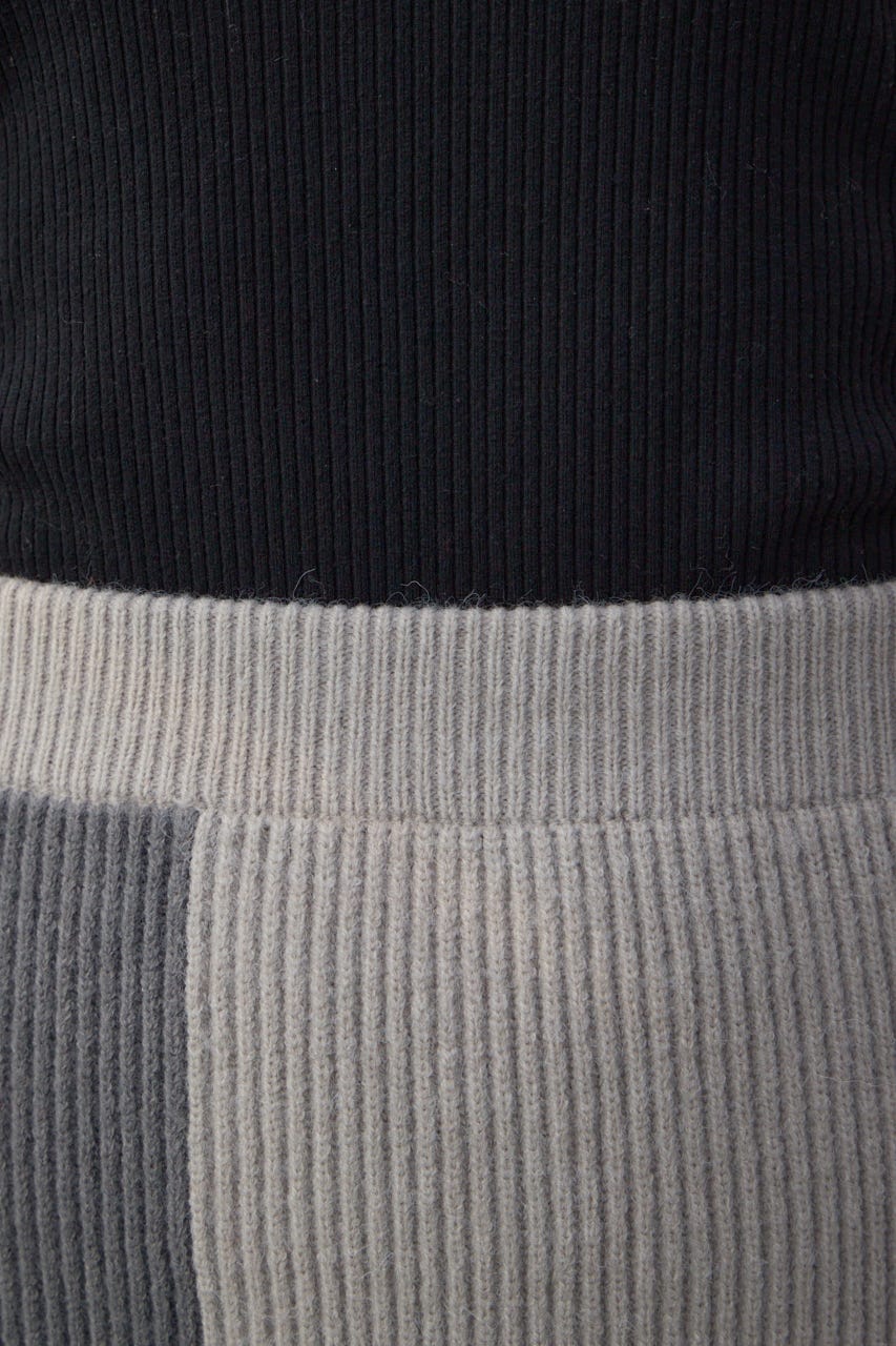 バイカラーIラインニットスカート GRY FREE