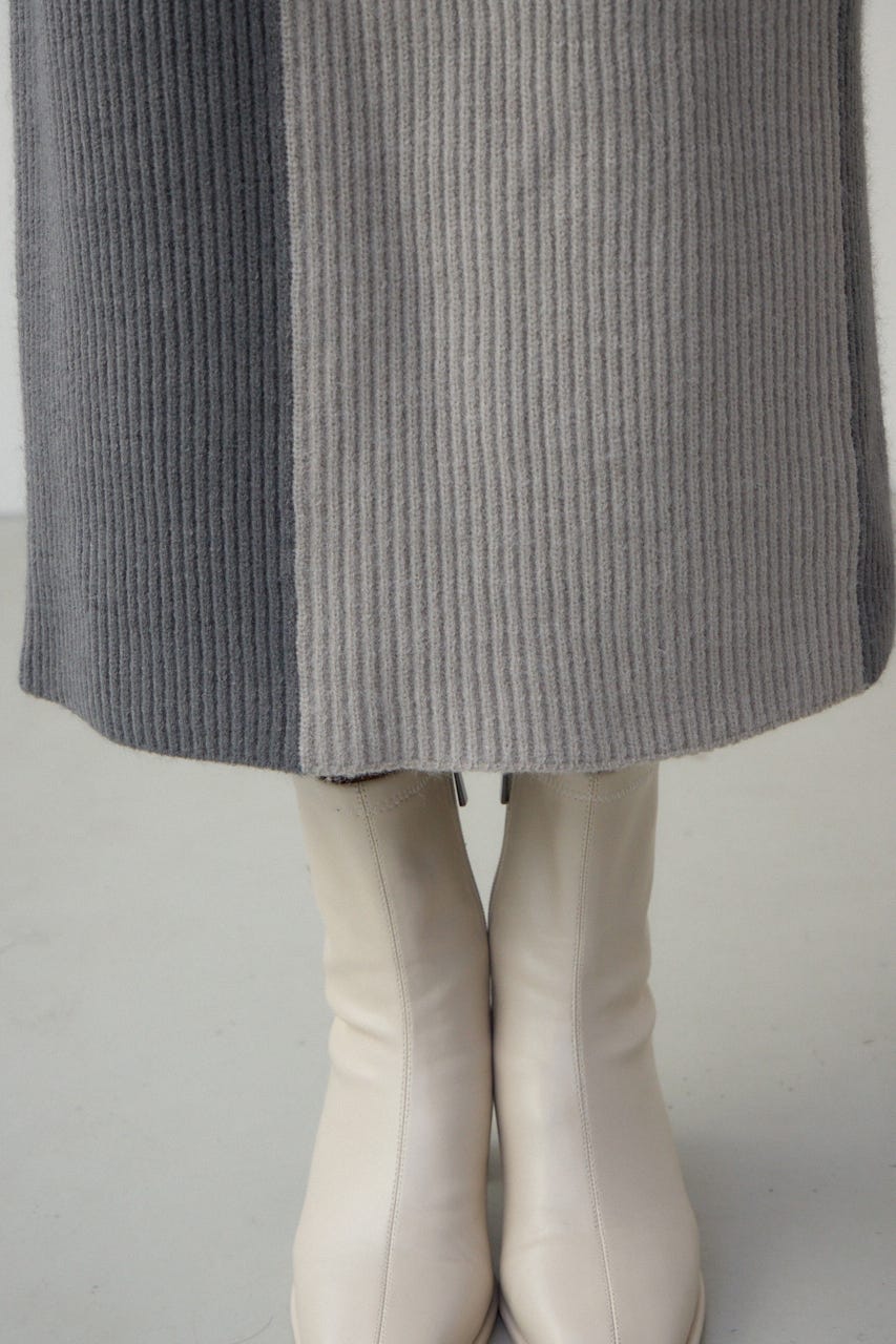 バイカラーIラインニットスカート GRY FREE