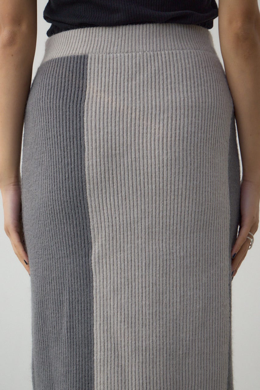 バイカラーIラインニットスカート GRY FREE