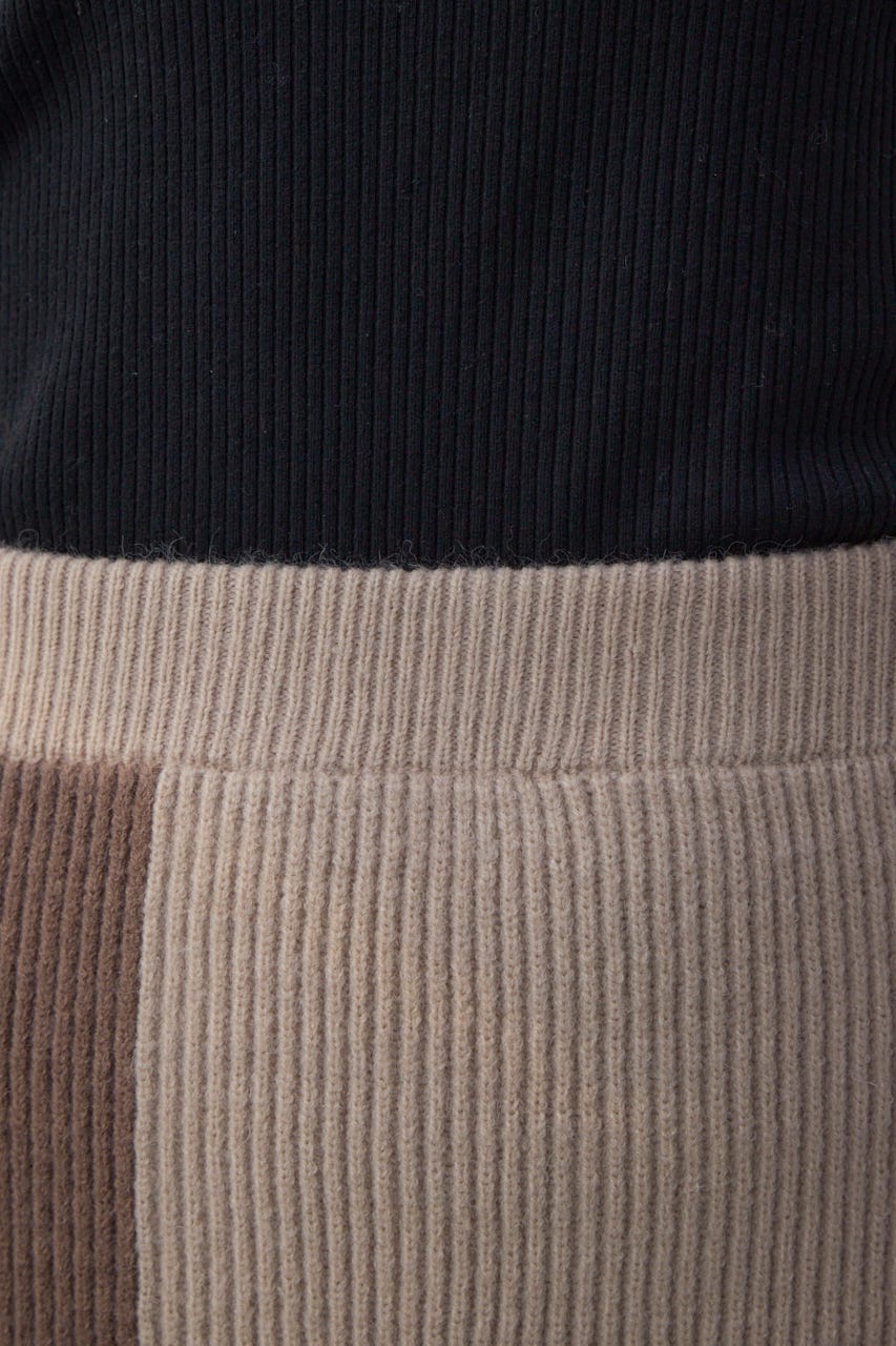 バイカラーIラインニットスカート MOCHA FREE