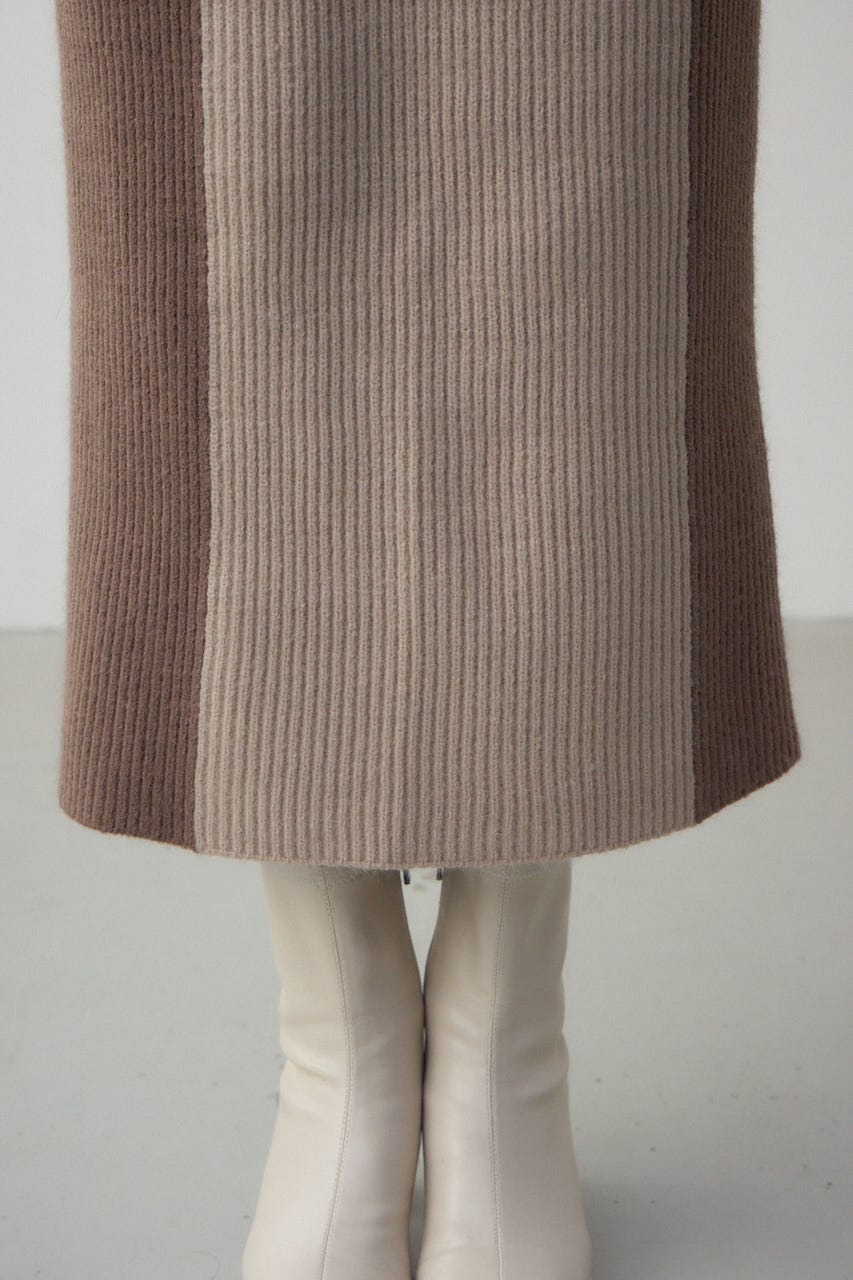 バイカラーIラインニットスカート MOCHA FREE