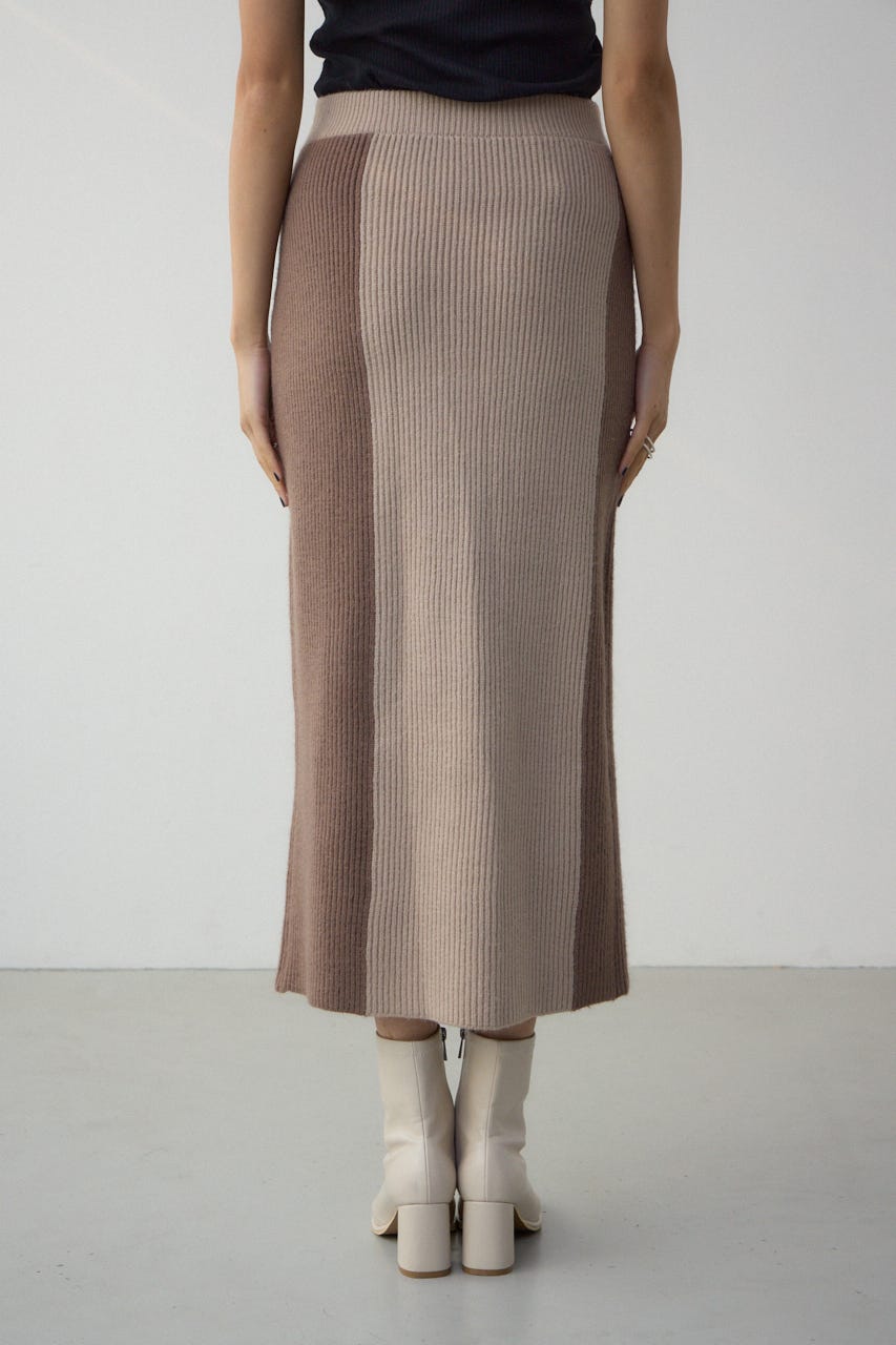 バイカラーIラインニットスカート MOCHA FREE