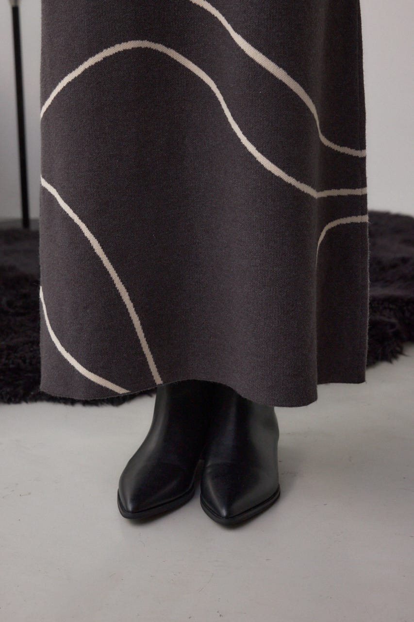 【セットアイテム】ライン柄ニットキャミワンピセット C.GRY M