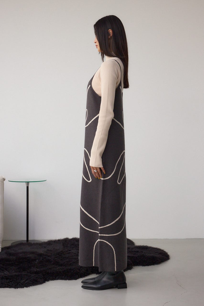 【セットアイテム】ライン柄ニットキャミワンピセット C.GRY M