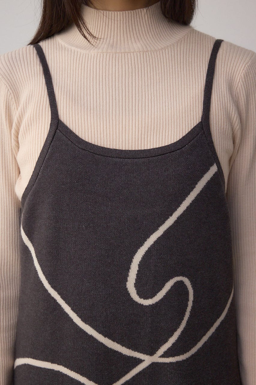 【セットアイテム】ライン柄ニットキャミワンピセット C.GRY M